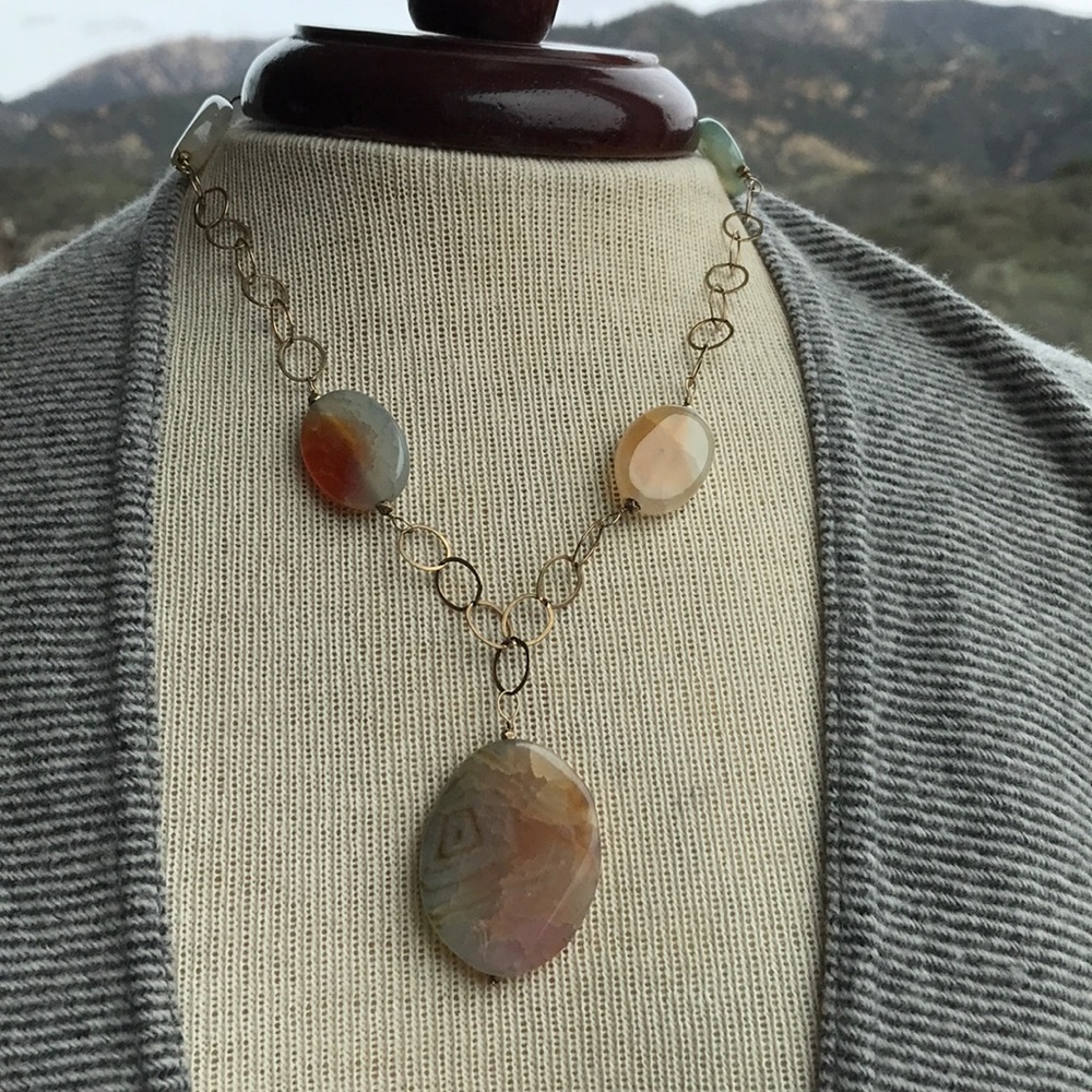 Natural stone statement necklace.